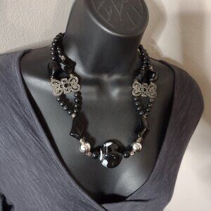 22 Inch Black Beaded Necklace